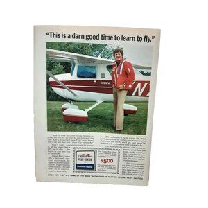 1973 Don Meredith Cessna Pilot Center Red White 150 Airplane Original Print Ad